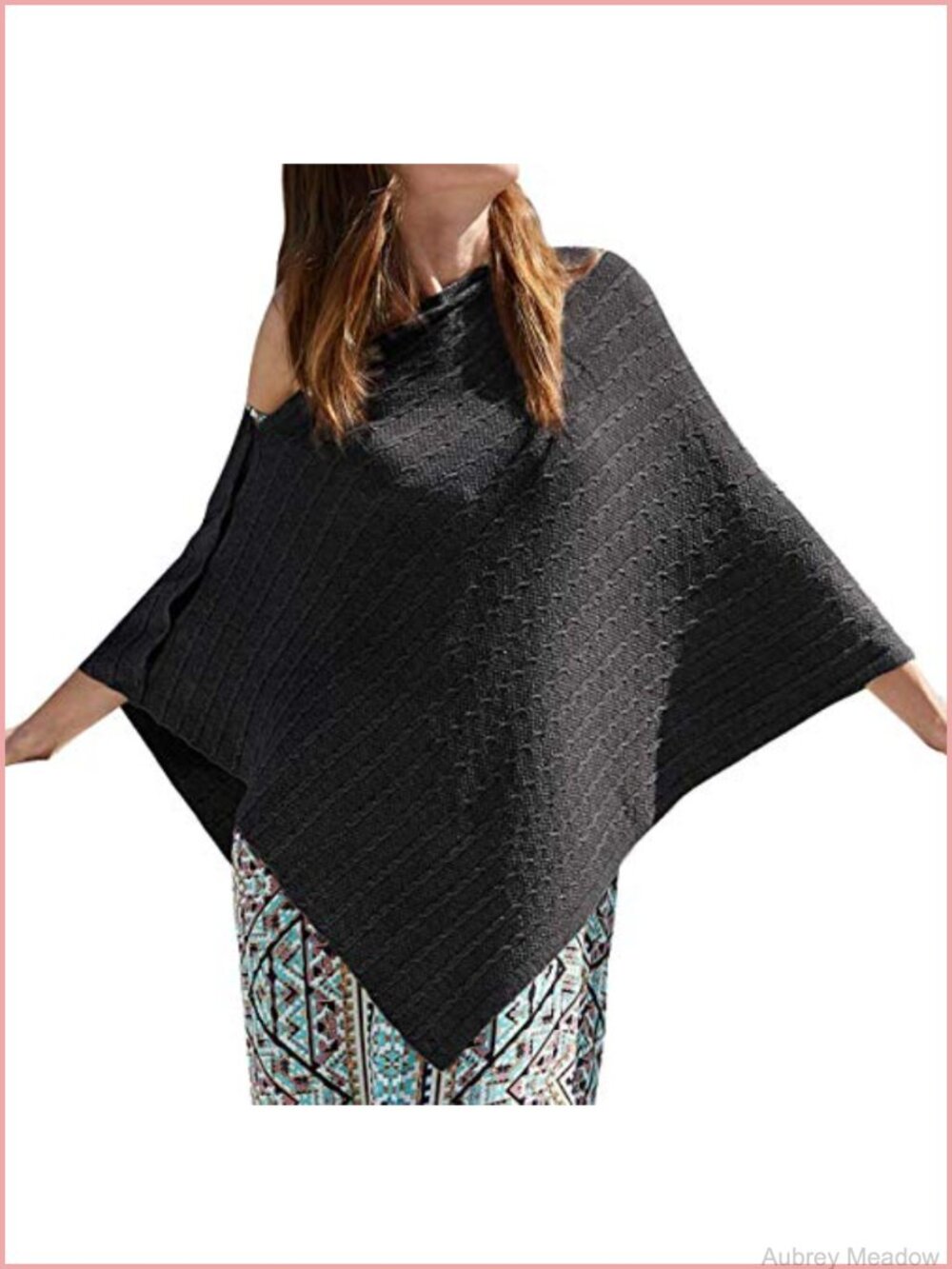 Cable Knit Shawl Poncho Sweater Button Scarf Wrap Pashmina